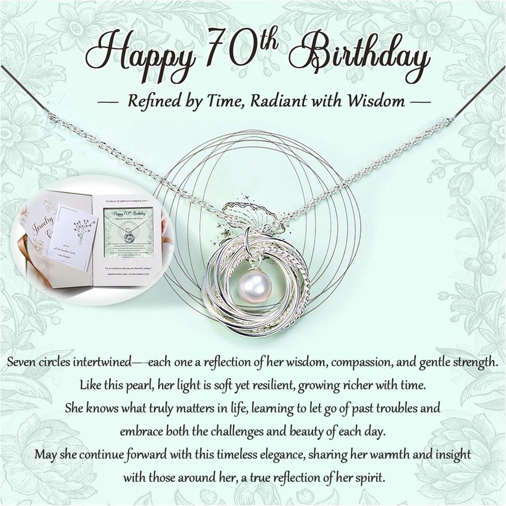 Krfy Birthday Gifts for Women Unique - 925 Sterling Silver Necklace with Pearl 30th 40th 50th 60th 7