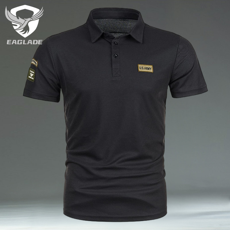EAGLADE เสื้อยืดโปโลผู้ชาย ออกแบบมาเพื่อระบายอากาศได้ดี สีดำ รหัส K11