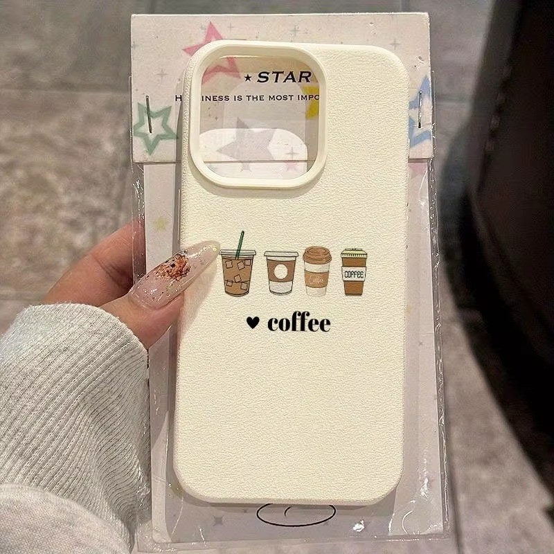 ปลอกสําหรับ Samsung S25 Ultra S24 S23 S20 FE S23 S22 S21 Plus Minimalist ถ้วยกาแฟออกแบบลิ้นจี่รูปแบบซิลิโคนกันกระแทก