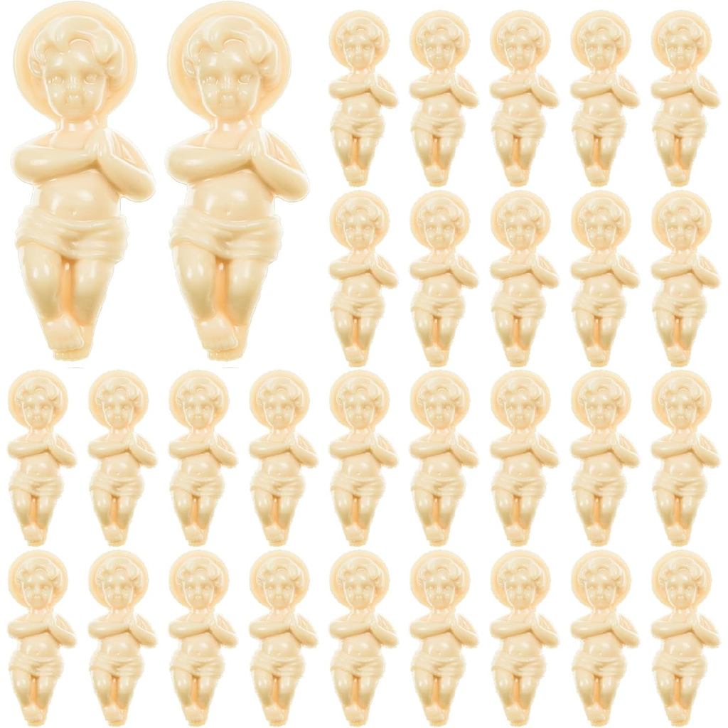 30 Pcs King Cake Baby Jesus Figurine 1.5'' King Cake Figure Plastic Mini Jesus Figures Mardi Gras Pa