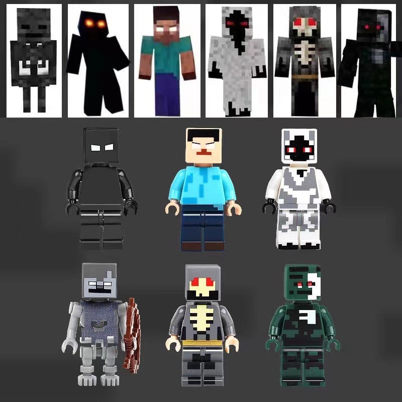 ตัวต่อเลโก้ เลโก้นาโน สินค้าใหม่ Minecraft his Physical 303 Minifigure Diamond Steve Armor Weapon Mi