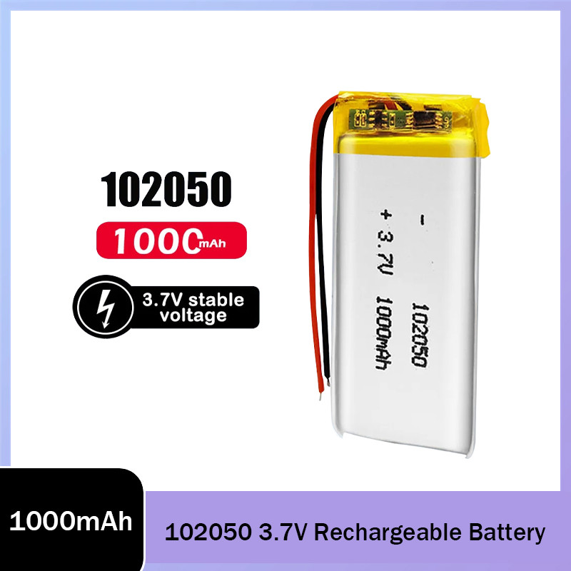 102050 แบตเตอรี่ลิเธียมโพลิเมอร์แบบชาร์จไฟได้ 1000มะห์ 3.7โวลต์