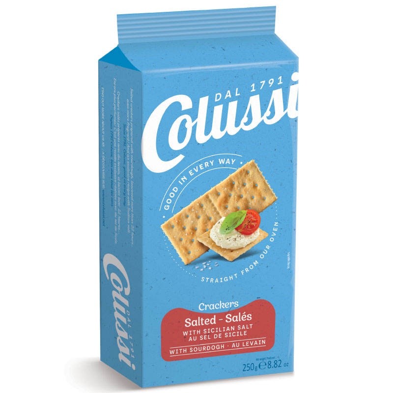 แพนโคลุสซี่แครกเกอร์รสเค็ม 250กรัม Pan Colussi Salted Crackers 250g.