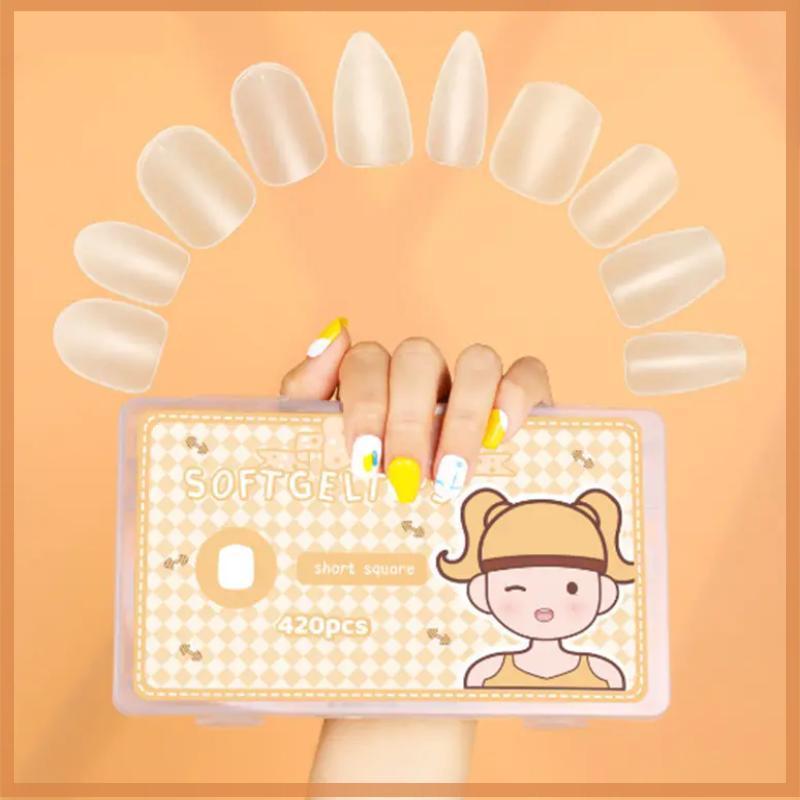 เล็บปลอม แบบสั้น เนื้อแมตต์ สําหรับต่อเล็บเจล UV DIY 420 ชิ้น - รูปที่ 5