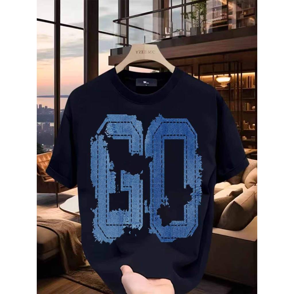 เสื้อยืดไซส์ใหญ่สไตล์อเมริกัน พิมพ์ลายกราฟฟิกเท่ห์ ทำจากผ้าฝ้ายแท้ ระบายอากาศได้ดี แขนสั้นและคอรอบ - รูปที่ 4