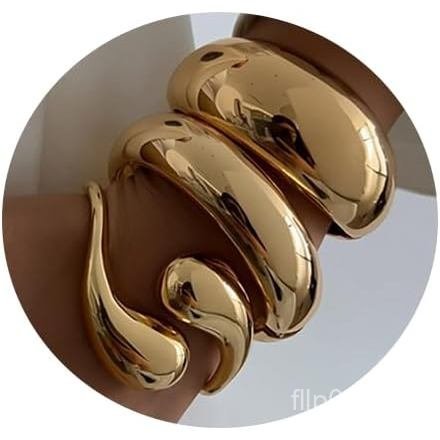 SAMOCO 3 ชิ้น Chunky Gold กําไลข้อมือสร้อยข้อมือผู้หญิงอินเทรนด์ข้อมือกว้างกําไลข้อมือ Stack Stateme