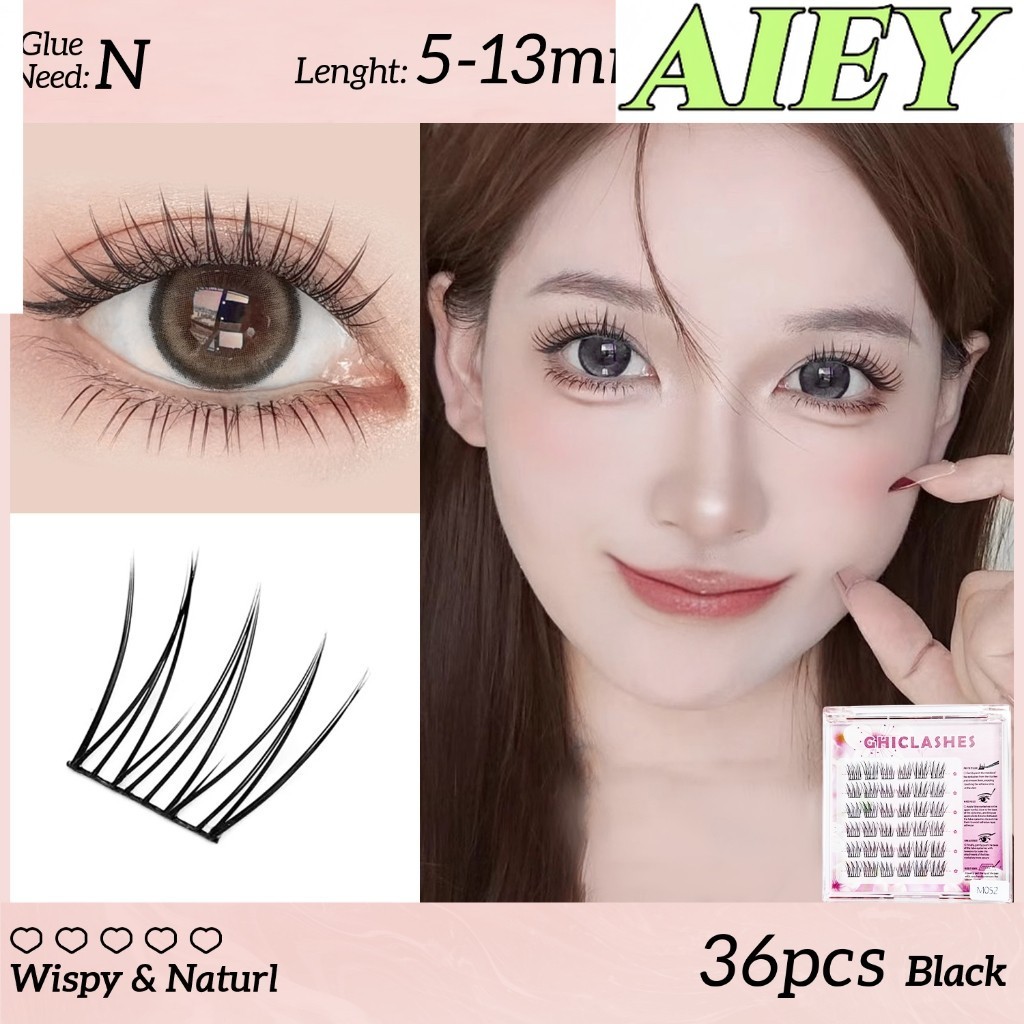AIEYขนตาปลอมแบบเซท DIY ขนตาปลอมมีกาวในตัว ขนตาปลอมแบบช่อ น้ำหนักเบา สวยธรรมชาติ ติดง่ายใน 1 วินาที