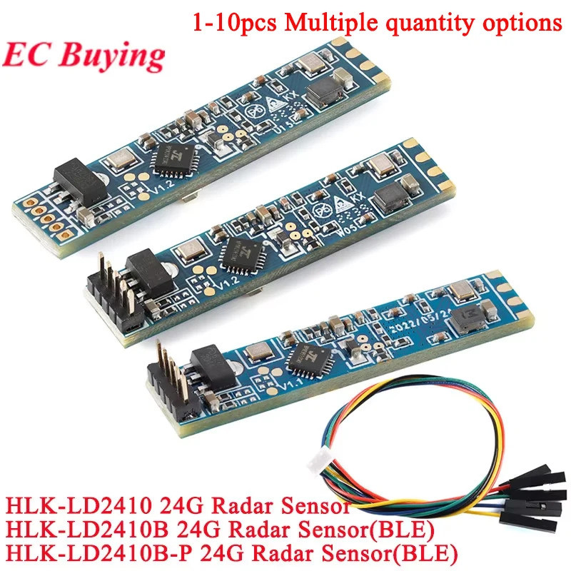 10 ชิ้น/1 ชิ้น HLK-LD2410B HLK-LD2410 ความไวสูง 24G มนุษย์ Presence Statu Radar Heartbeat Detection 
