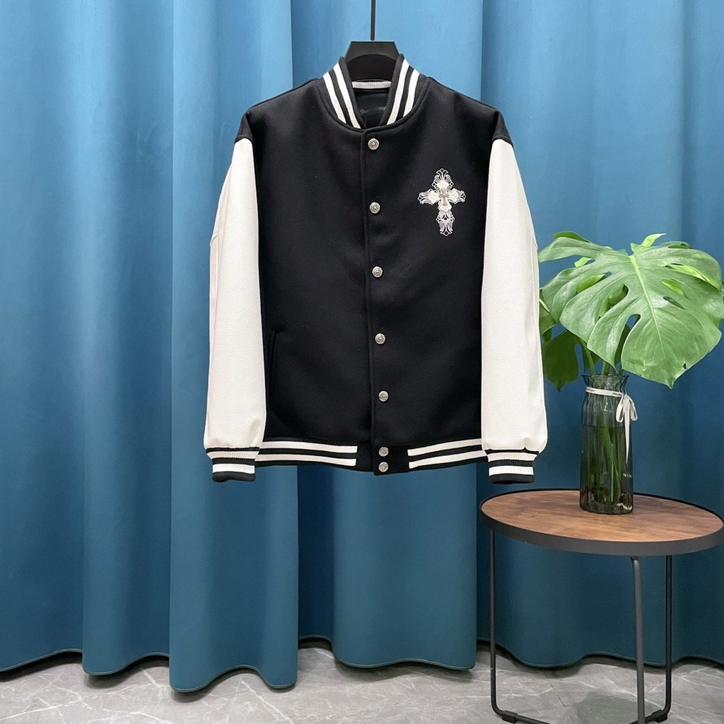 BOT8 Chrome Hearts Cross Embroidered Baseball Jacket