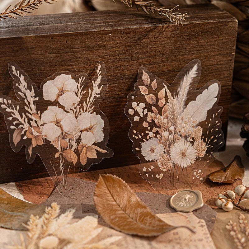 WEI 10 ชิ้น [Reed Whisper Series] สติกเกอร์ PET สีชมพู Dye Reed Chestnut Field Marsh Retro สไตล์ฉากตกแต่งภูมิทัศน์สําหรับ Scrapbooking Journal Planner เครื่องเขียน - รูปที่ 6