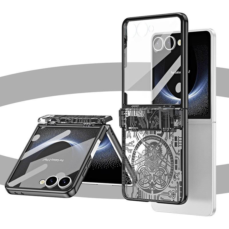 สําหรับเคสโทรศัพท์ Samsung Galaxy Flip 7 Flip7 รูปแบบกลเคสฟิล์มโปร่งใส Flip7 เคสกันกระแทก