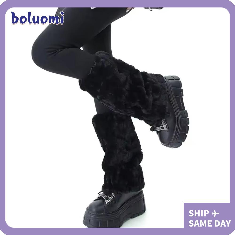 BOLUMI ฤดูหนาว Y2K Plush Boot ถุงเท้า แฟชั่นนุ่มยาว สำหรับ party และการแต่งตัวในสไตล์ Harajuku