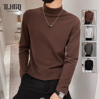 TLHGQ เสื้อกันหนาวสไตล์สแล็กสำหรับผู้ชาย แบบคอเต่าแขนยาว มีห…