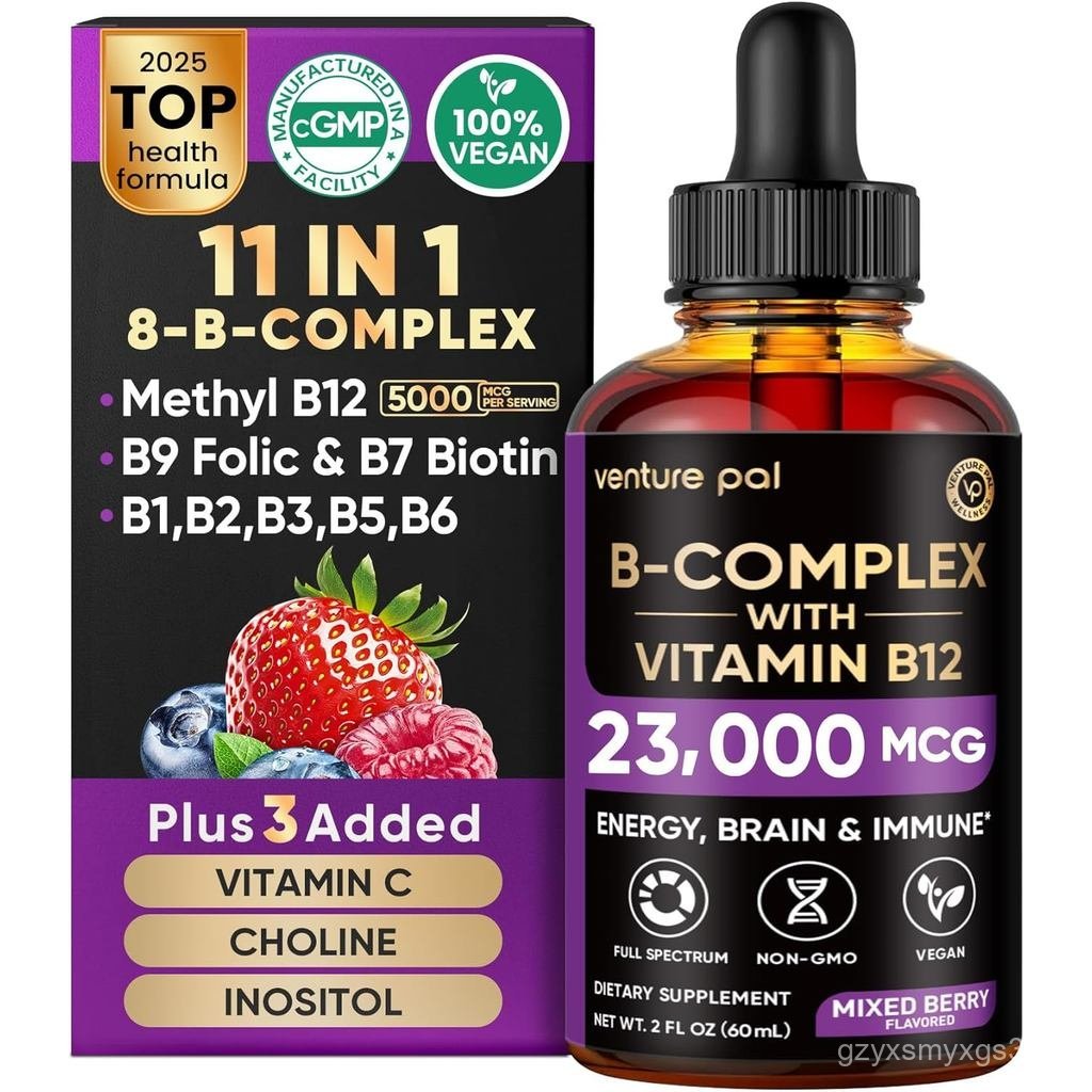 Venture Pal Vitamin B Complex Liquid Drops, B12 Methylcobalamin | บี9 โฟลิค | B1,B2,B3,B5,B6,B7 - วิ