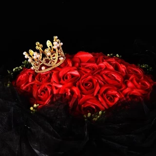 👑ร้านไทย พร้อมส่ง👑 อุปกรณ์ตกแต่งเค้ก Topper มงกุฎเจ้าหญิง ประดับไข่มุกคริสตัล ขนาดเล็ก จำนวน 1 ชิ้น สีทองสีเงิน C52