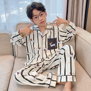ชุดนอนเด็กสองชิ้นแขนยาวพิมพ์ลายการ์ตูน สำหรับเด็กชายและเด็กห…