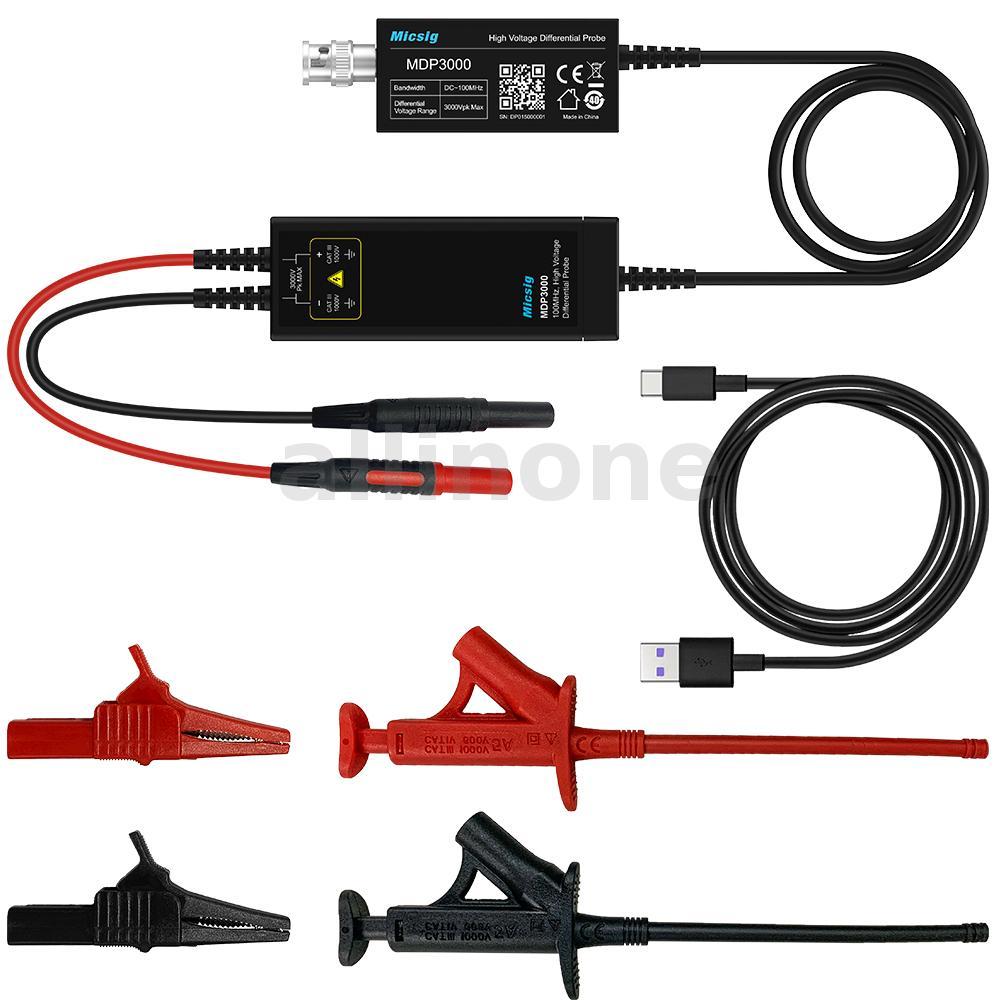 Micsig MDP Series High-Voltage Differential Probe 100-200MHz 3000V BNC Type-C Ultra-Low Noise Top Ra