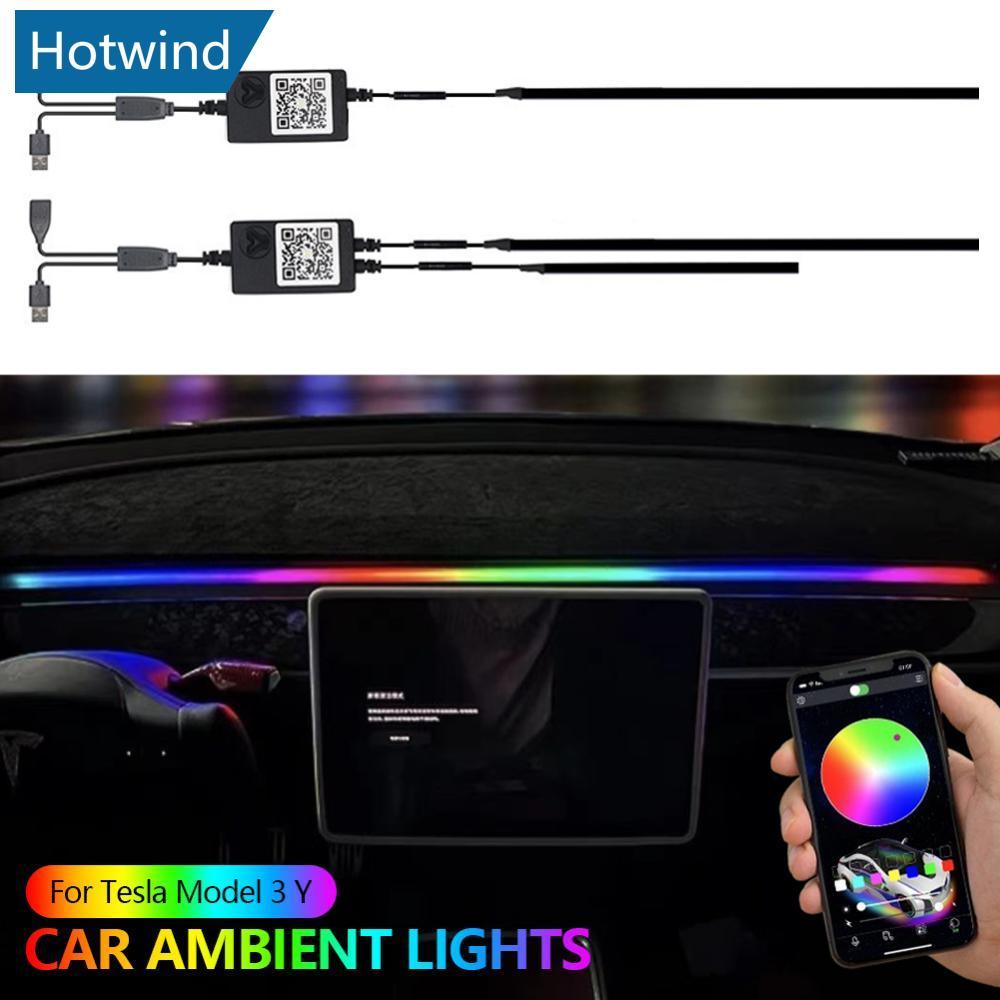 HW 110 ซม.30 ซม.รถ Ambient ไฟ USB APP ควบคุมระยะไกล LED ภายใน RGB Symphony บรรยากาศโคมไฟสําหรับ Tesl