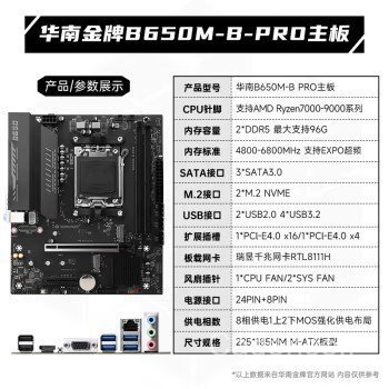 South China Gold B650M-B PRO เมนบอร์ดสามารถจับคู่ AMD Seventh Generation Sharp Dragon R5 7500F/7600X
