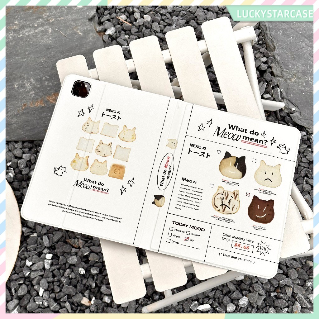 พร้อมส่ง เคส For iPad Air7/6 pro13 Air5 Air7 13 Cat Biscuits gen11 Pro12.9 Case gen6 Gen9 10 mini 7 6 5 4 ใส่ปากกาได้