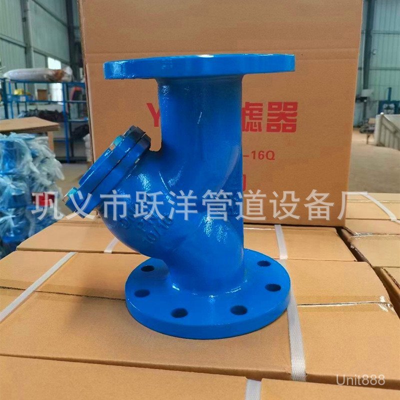 เหล็กหล่อ Y-Type Filter GL41H-16P Ball Ink เหล็กหล่อ QT450 หน้าแปลนตัวกรองท่อทางเดียว