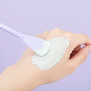 KVY Facial Cleansing Brush & Mask Applicator Fan Shape #Purple เควีวาย แปรงล้างหน้าซิลิโคน พร้อมไม้พายรูปทรงใบพัด.