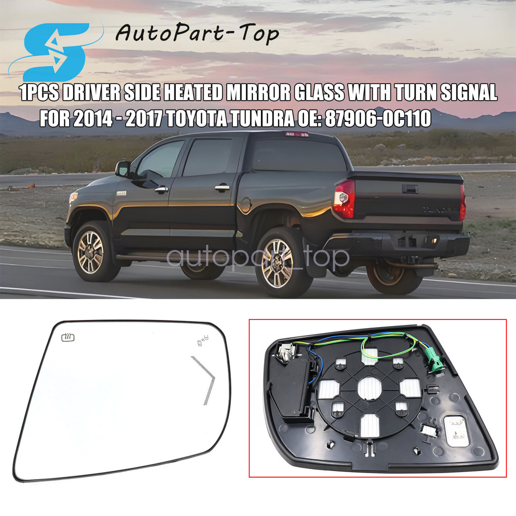 ใหม่ 1X LEFT กระจกมองข้างกระจก fit TOYOTA TUNDAR 2014-2016 2017 w/BSM อุ่น USA