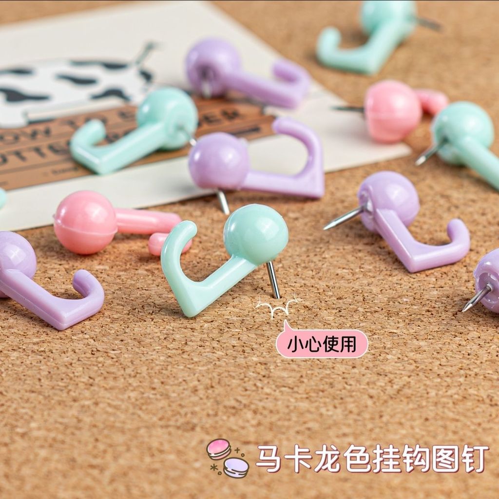 /st Macaron Hook โปร่งใส Thumbtack Cork Board สร้อยคอเครื่องประดับ Felt Storage Note Photo Art I-Sha