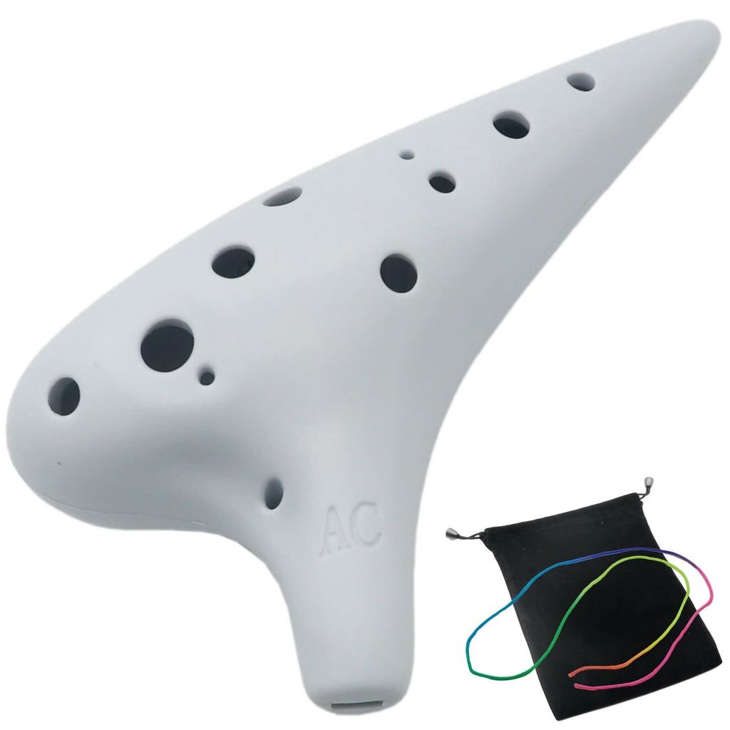 Aestivate พลาสติก Ocarina Ocarina เครื่องดนตรี 12 หลุม Alto C Key พลาสติก AC Ocarina ลมลมเรซิ่น สีขา
