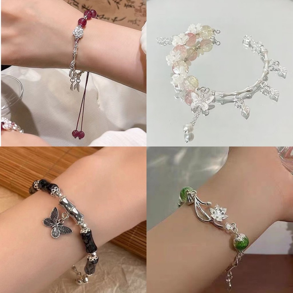 💖Evelyn💖สร้อยข้อมือ สไตล์สาวจีน สีสดใส น่ารักๆ กำไรข้อมืด ใหม่ สวย แฟชั่นสำหรับผู้หญิง พร้อมส่ง ส่งเร็ว