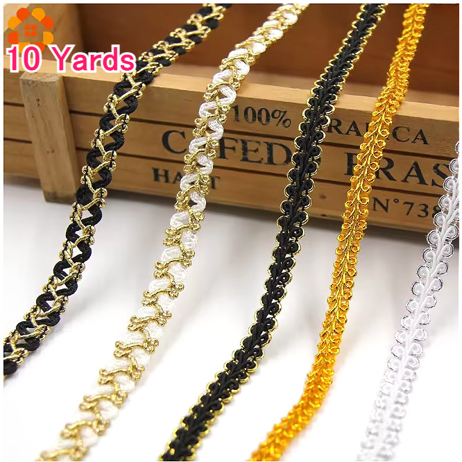 10Yards 8 มม.ทอง/เงินเย็บ Centipede ถักลูกไม้ริบบิ้นตกแต่งบ้าน DIY เสื้อผ้า Curve ลูกไม้อุปกรณ์เสริม