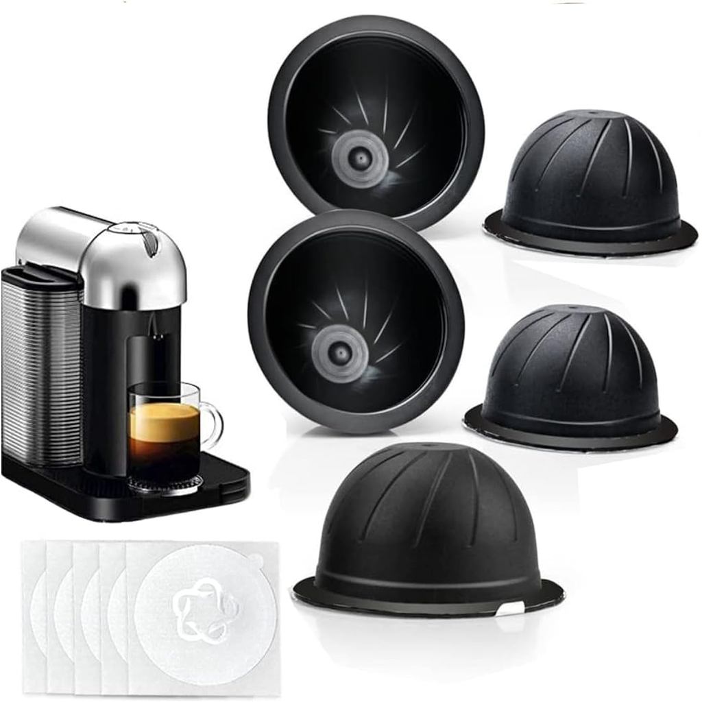 5Pcs Refillable Coffee Capsule Vertuo Pods, 230ml Reusable Refill Vertuoline Pod Coffee Capsule Filt