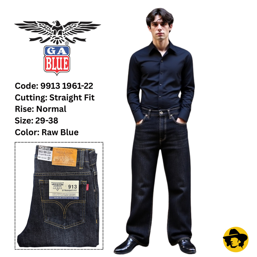 GA BLUE Brand Men Straight Fit Normal Rise Jeans (9913-1961)