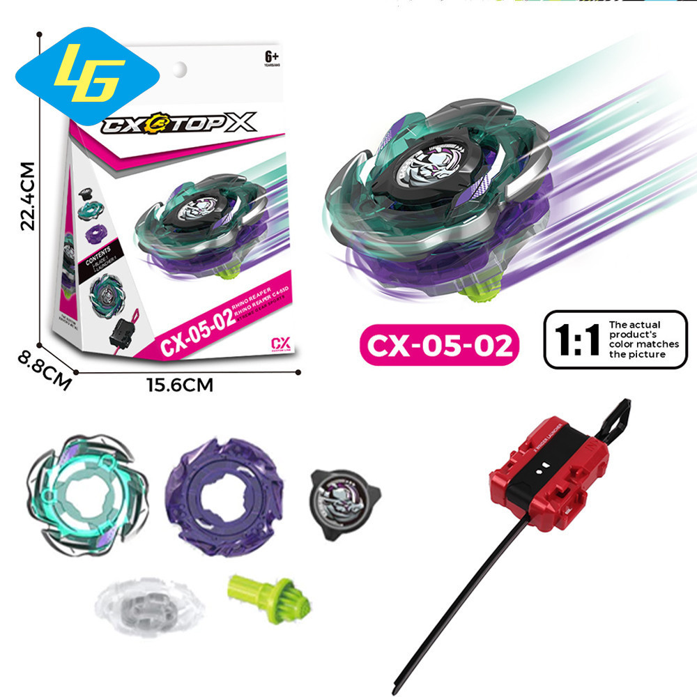 Rhino Reaper CX-05 02 Beyblade X Spinning Toy พร้อมชุด Launcher เกมต่อสู้การต่อสู้โลหะ