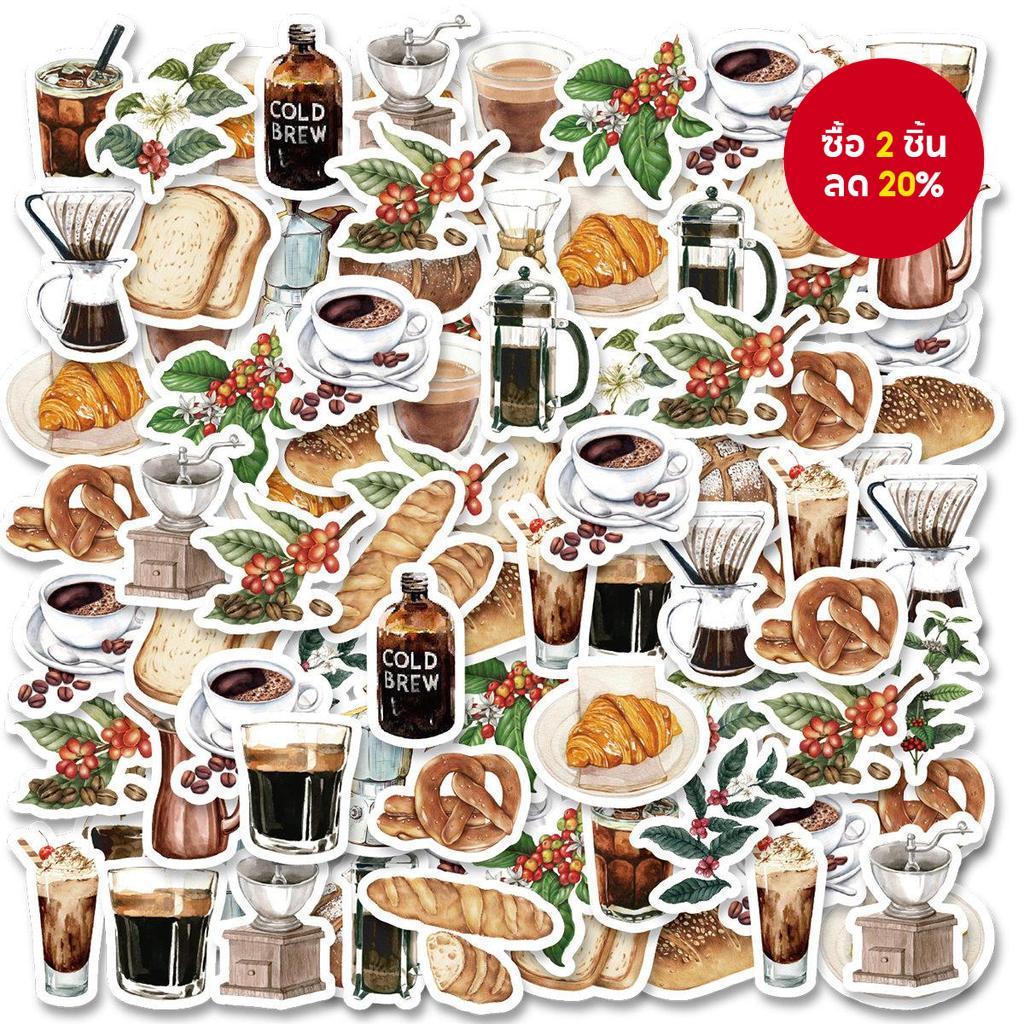 สติกเกอร์ PVC ลายกาแฟ และอาหารแสนอร่อย สร้างสรรค์ สําหรับตกแต่งสมุดภาพ อัลบั้มรูปภาพ ไดอารี่ แก้ว โทรศัพท์มือถือ แล็ปท็อป กระเป๋าเดินทาง สมุดภาพ DIY 46 ชิ้น