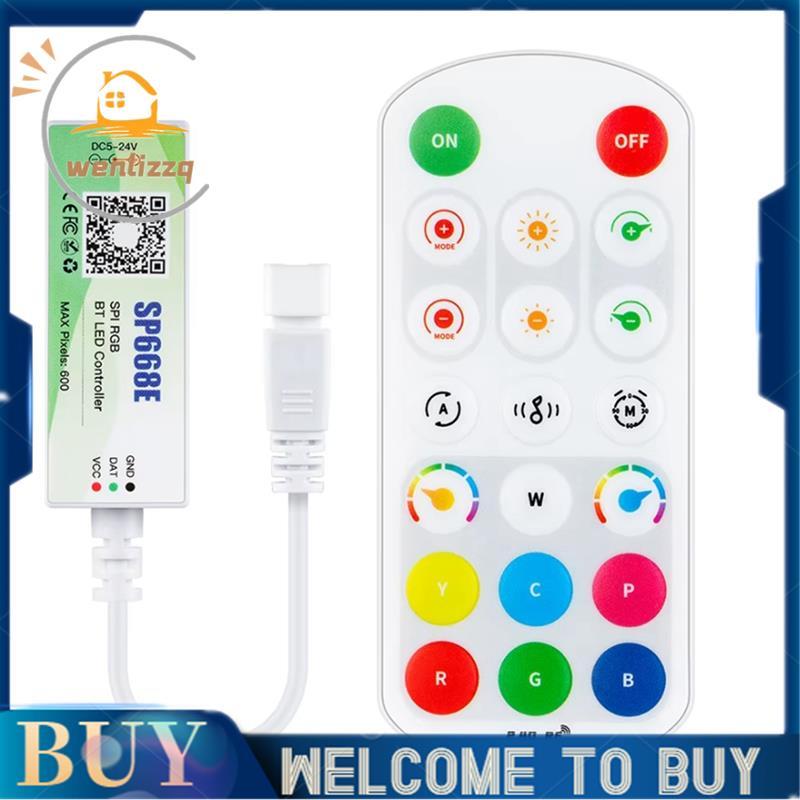 SP668E SPI RGB LED Controller 600 IC BT APP 2.4G ระยะไกลสําหรับ WS2811 WS2812B DIY แบบไดนามิกพิกเซล 