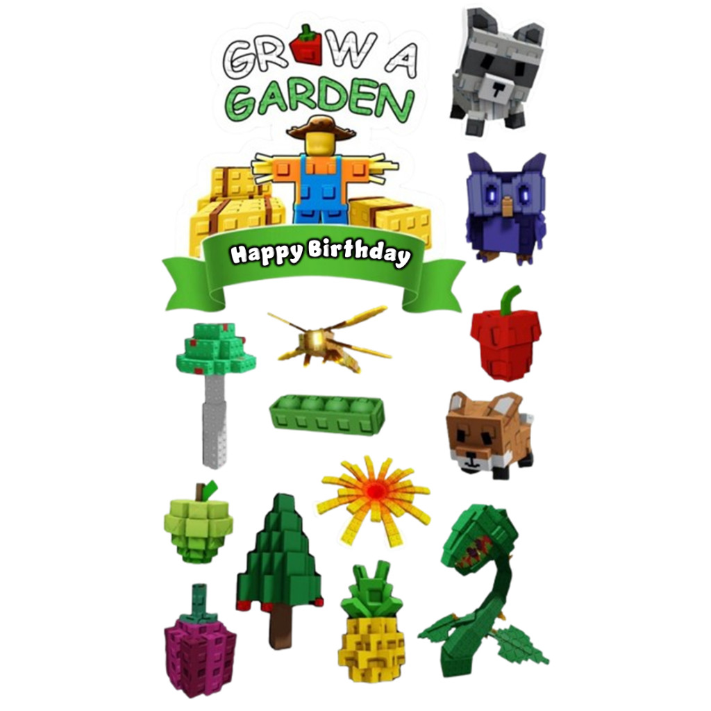 ท็อปเปอร์ GROW A GARDEN | GROW A GARDEN เค้ก Topper ชื่อที่กําหนดเอง | GROW A GARDEN ธีมตกแต่งเค้กวั