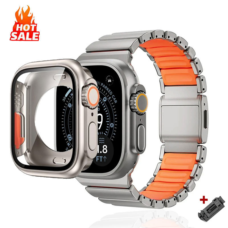 สายไทเทเนียมและเปลี่ยนเคสอัลตร้าสําหรับ Apple Watch Ultra series 10 9 8 7 6 5 4 SE สําหรับ iWatch 46 มม.49 มม.45 มม.44 มม.
