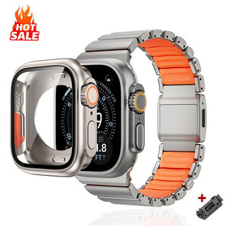 สายไทเทเนียมและเปลี่ยนเคสอัลตร้าสําหรับ Apple Watch Ultra series 10 9 8 7 6 5 4 SE สําหรับ iWatch 46 มม.49 มม.45 มม.44 มม.