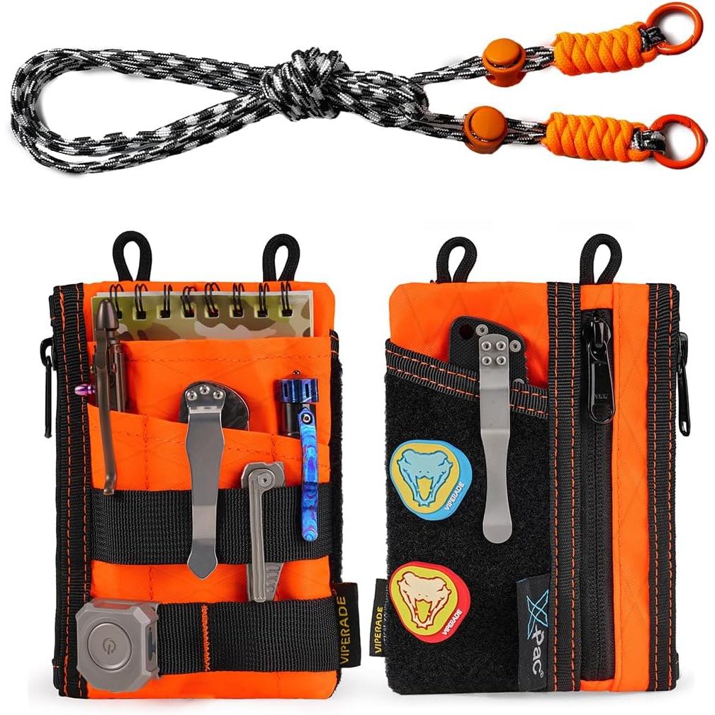 VIPERADE VE16R EDC Pocket Pouch with Strap, 5 EDC Pocket with 2 Zipper Pockets, Pocket Ogranizer for