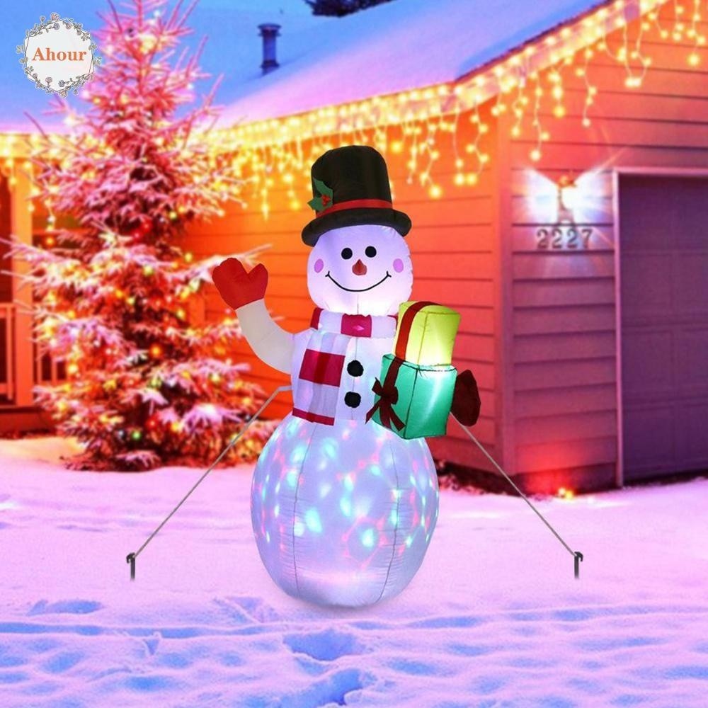 AHOUR Inflatable Snowman Yard Display With Rotating LED Lights US Plug Glow Outdoor Indoor Balloon T
