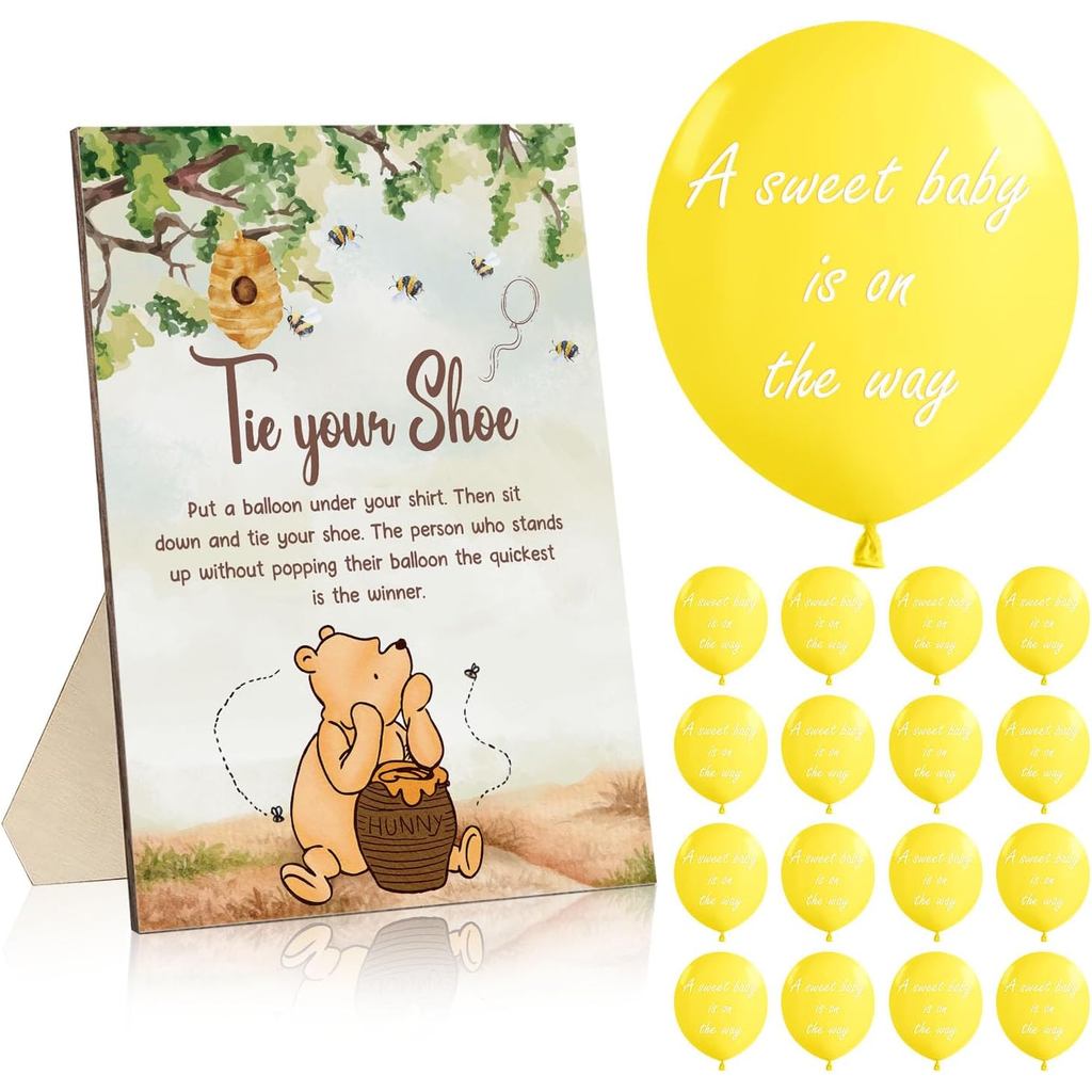 Winnie Tie Your Shoe ป้ายเกมอาบน้ําเด็ก, Baby Shower Party Favors, รวม Tie Your Shoe ป้ายอาบน้ําเด็ก