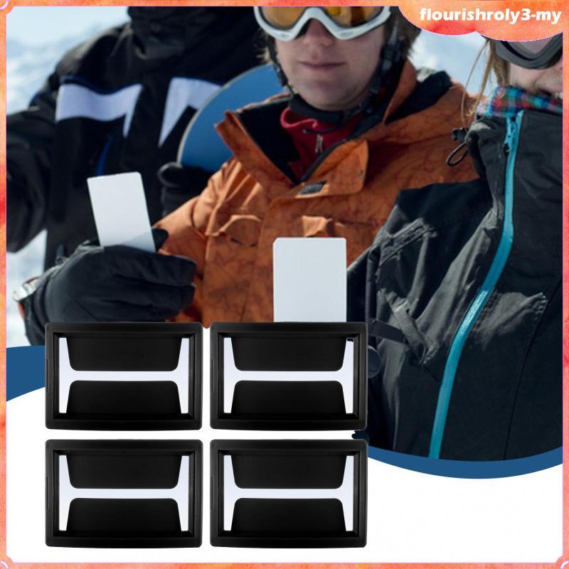 [Flurish] 4x Ski Goggle Pass Holders Weatherproof Helmet Attachment ID Badge Holders