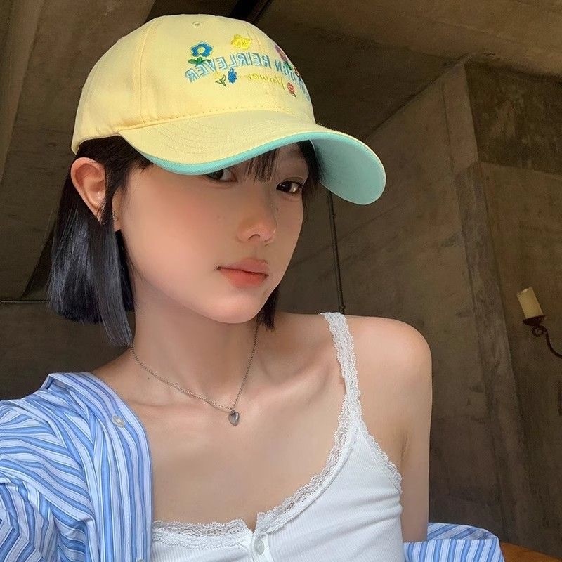 Miss_J พร้อมส่งจากกทม🎀หมวกเบสบอลปักดอกไม้ หมวกกันแดดสีมาการอง น่ารักหวาน - รูปที่ 3