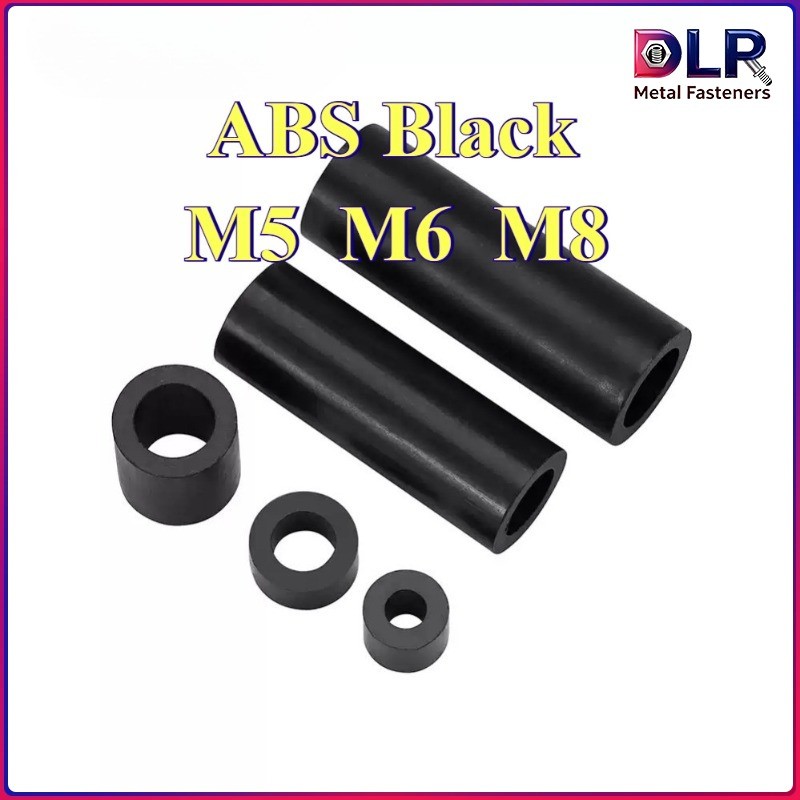 คอลัมน์พลาสติกผ่านรู ABS/ไนลอนสีดํา กันไฟฟ้า นํ้าหนักเบา กั้นระยะคงที่ ขนาด M5-M8 [DLR-FC]