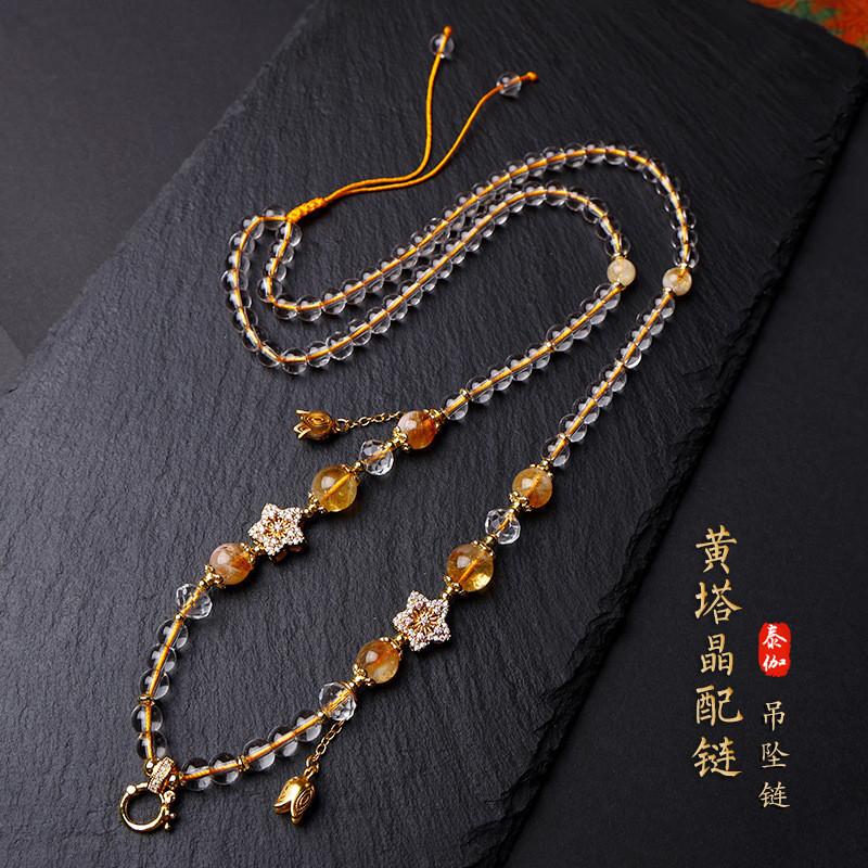 Taiga Thai Buddha chain เจดีย์สีเหลืองธรรมชาติร้องไห้ Taiga Thai Amulet chain เจดีย์สีเหลืองธรรมชาติ