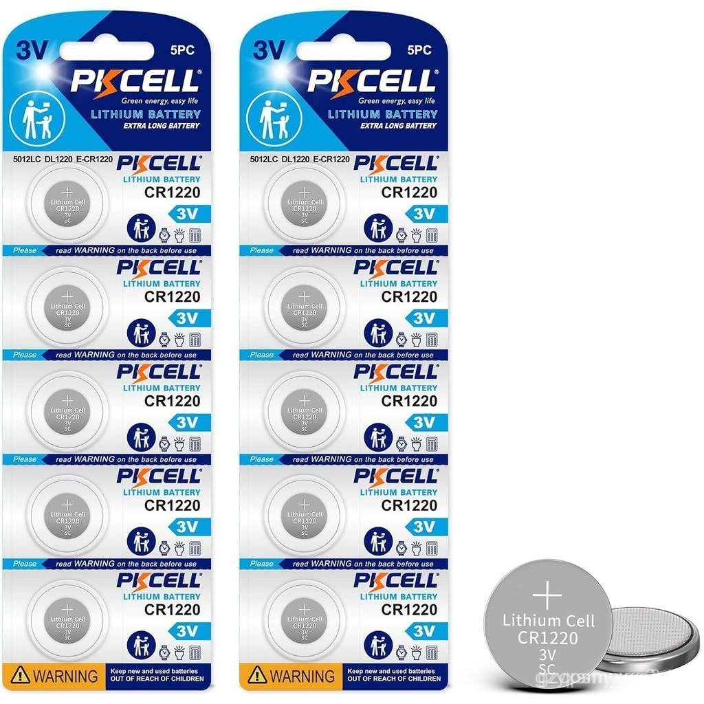 PKCELL CR1220 แบตเตอรี่ 10-Pack CR1220 แบตเตอรี่ลิเธียม 3V (10 นับ)