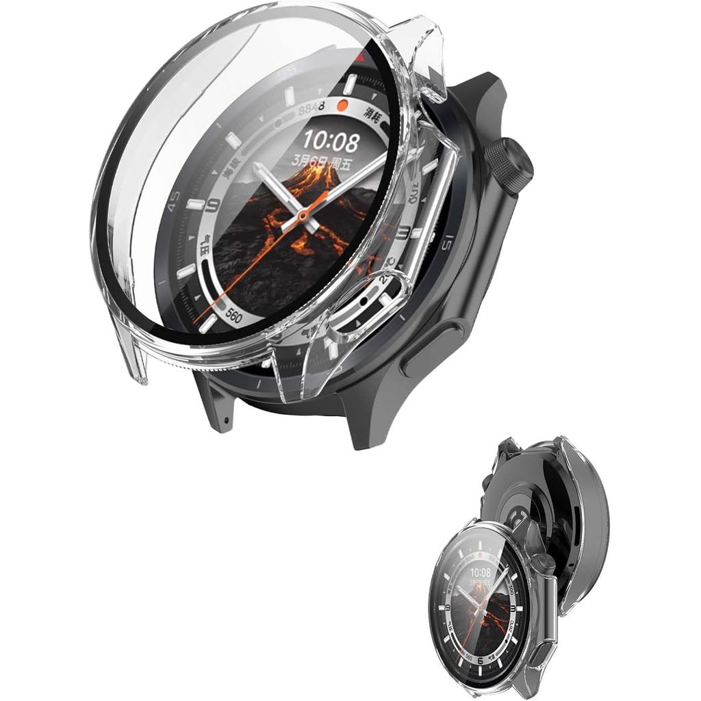 เคสสําหรับ OnePlus Watch 3, ฝาครอบป้องกันนาฬิกาอัจฉริยะ,ฟิล์มกระจกนิรภัย 9H ในตัว,พีซีแบบแข็ง,ติดตั้