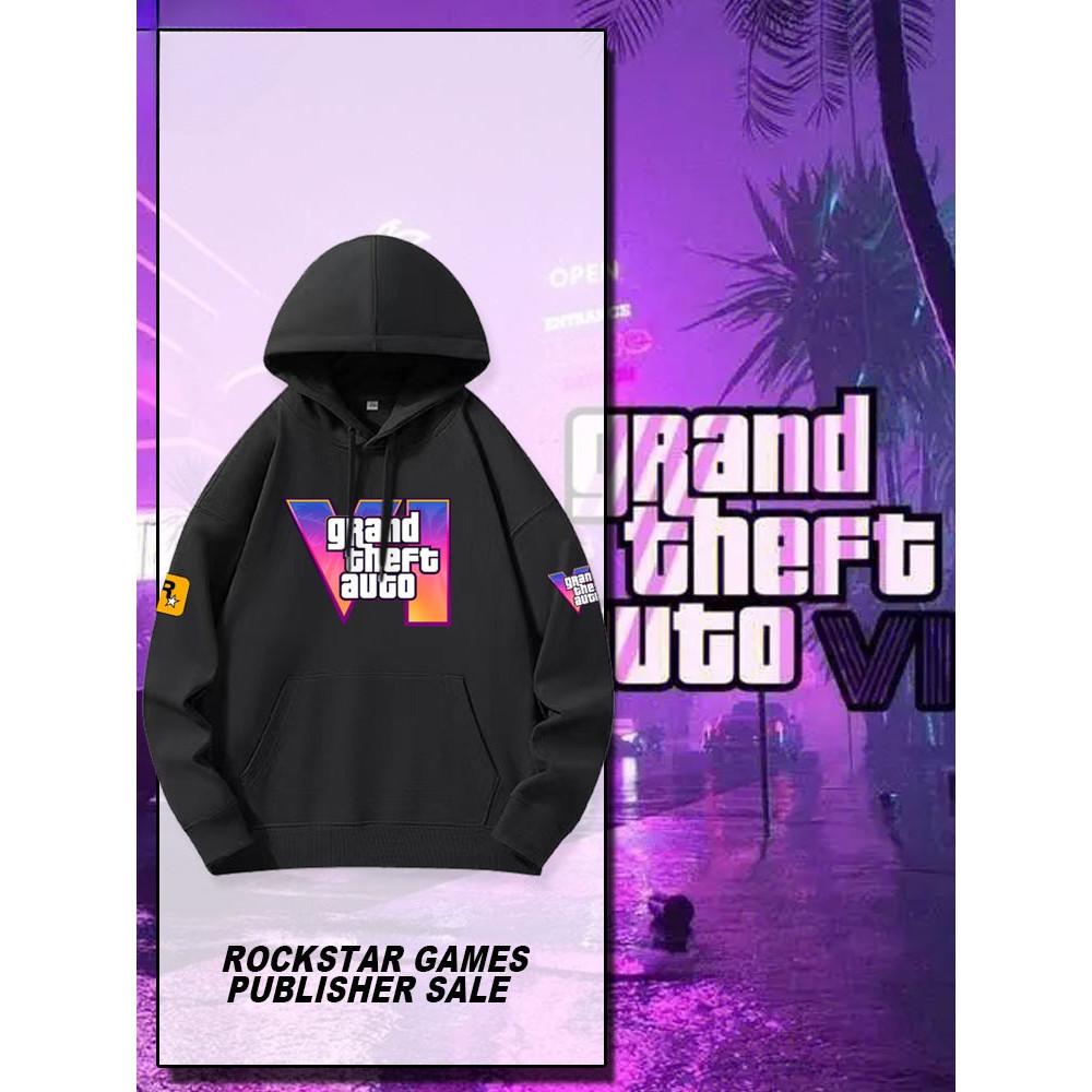 GTA6 เสื้อฮู้ดทรงหลวมสำหรับผู้ชาย - สบายและนุ่มสำหรับวันพักผ่อน