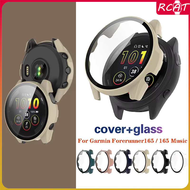 กรณีปก PC for Garmin Forerunner 165/Forerunner165 Music เครื่องป้องกันหน้าจอกระจกนิรภัยคุณภาพสูงอุปกรณ์เสริมกันชนกรอบบาง